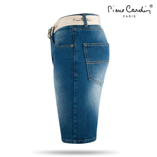 Pierre Cardin - Herren-Bermudas mit kostenlosem Gürtel - mittlere Waschung - Denim