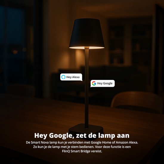 FlinQ Smart Table Lamp Lume - Wiederaufladbar und mit Touch Control - Für Schlafzimmer und Wohnzimmer - Kabellose Lampe auch als Stehlampe - Dimmbar und ideal für den Nachttisch - Industrial - Weiß