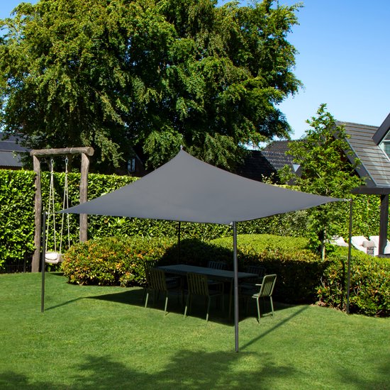 VONROC Premium Schattentuch - Quadratisch - 360x360 cm - Wasserabweisend - Grau - Inklusive Aufbewahrungsbeutel und Befestigungsschnur