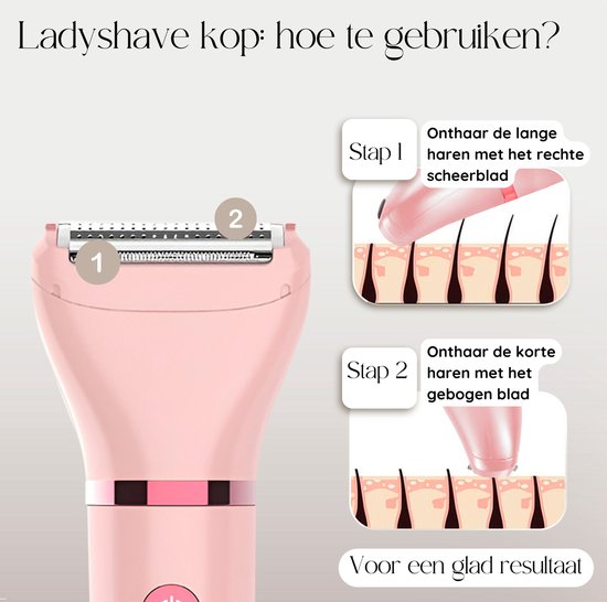 Ladyshave Gesichtsbehandlung - Achselhöhlen - Beine - Bikinizone - Rasierer Frau - Elektrischer Epilierer - Gesichtsenthaarung Damen - Trimmer Frau - Ladyshaves Bikini - USB Wiederaufladbar