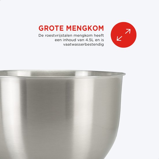 Bourgini Classic Kitchen Chef Küchenmaschine - 4.5L Rührschüssel - Küchenmaschine - Küchenroboter - 1300W- Schwarz