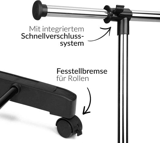 Heldentum Kleiderständer mit Rollen, Garderobenständer stabil und belastbar, Kleiderstange ausziehbar, Kleiderstange Kleiderständer, Garderobenstange