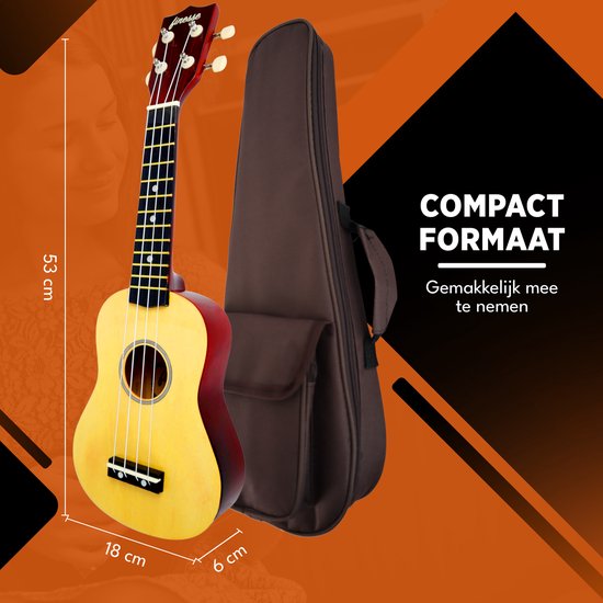 Finesse Ukulele - Starter Set - 21" - Ukulele - Spielzeuggitarre - Kind - Musikinstrument - Holzfarben