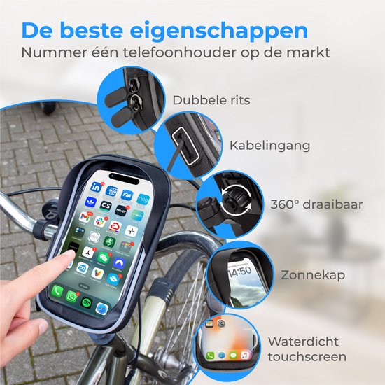 Nuvance - Handyhalterung Fahrrad - GSM Halterung für Fahrrad, Fatbike, Roller & Motor Lenker - Wasserdicht - 360 Grad Drehung - Fahrradhalterung für Smartphones