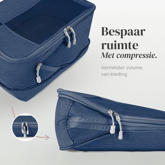 Skycases Travel Essentials Packing Cubes - 6-teiliges Set - Luxus-Kompressions-Organizer aus hochwertigem Nylon - platzsparend und langlebig - ideal für Reisen - Dunkelblau