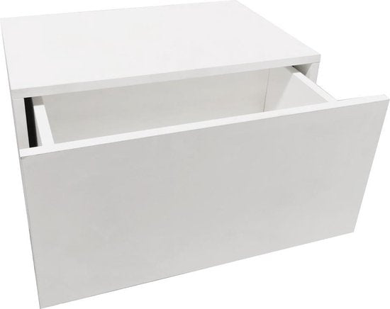 Schwebender Nachttisch - Hängedielenschrank - mit Schublade - 50 cm breit - weiß