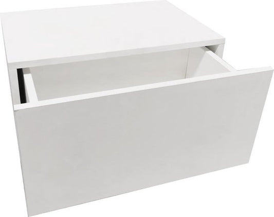 Schwebender Nachttisch - Hängedielenschrank - mit Schublade - 50 cm breit - weiß