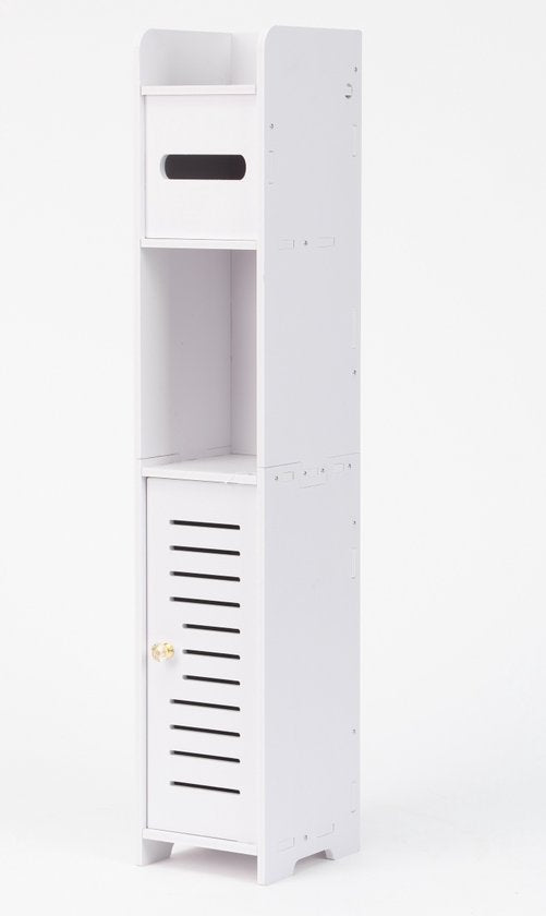 Ceruzo Badezimmerschrank - Schmaler Aufbewahrungsschrank - 80 cm hoch - Für Toilette oder Badezimmer - Weiß
