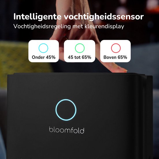 Bloomfold - BF003 Luftentfeuchter - 12L pro Tag - Wash-Dry Funktion - 2L Reservoir - 38 dB leise - Timer & Kindersicherung - Schwarz