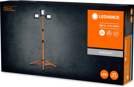 LEDVANCE Arbeitsleuchte LED: für Boden, WORKLAMP BATTERY STATTERY / 4-,- W, 22-...24- V, Abstrahlwinkel: 11-, Cool White, 4- K, Gehäusematerial: Aluminium/Kunststoff, IP54