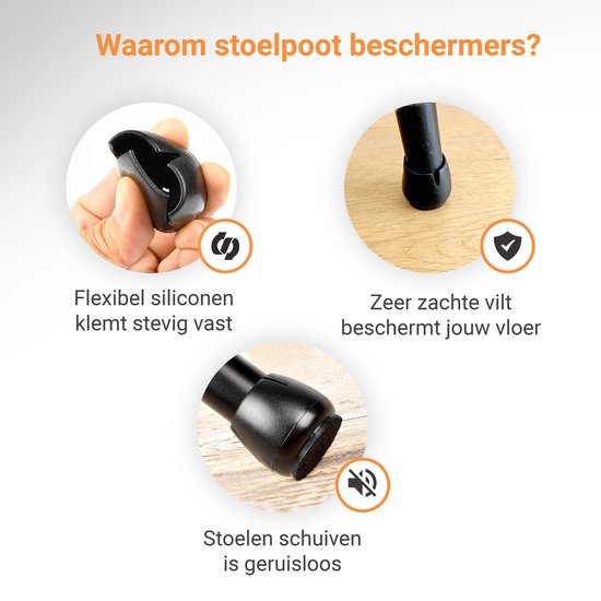 Volcan - Stuhlbeinkappen - 12-16mm - Anti-Kratz-Filz - Stuhlbeinschoner - Bodenschoner - 24 Stück - Rund - Schwarz