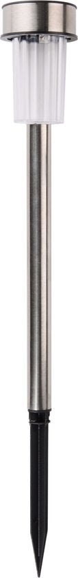 Grundig Solar-Gartenleuchten - Gartenfackeln 10 Stück - Solarstrom-Punktstrahler - Gartenlaternen mit weißem Licht - IP44 wasserdicht - Batterielebensdauer 6-8 Stunden - Ø4,8 x 36,5 cm - Edelstahl