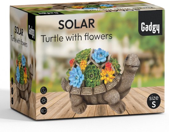 Gadgy Solar-Gartenleuchte Schildkröte - Solarenergie-Gartenleuchte - Solar-Tischlampe - Außenlampe Gartenstatue - Gartenlaterne mit Tag/Nacht-Sensor - Beleuchtung für draußen - Gartenlaterne