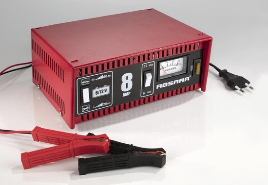 Absaar Batterieladegerät 6/12 V 8 A – für Auto und Motorrad – Metallgehäuse