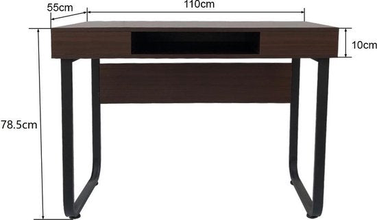 Schreibtisch Computertisch Stabil - Laptop Schreibtisch - Industrie Vintage - Schwarzes Metall Braunes Holz