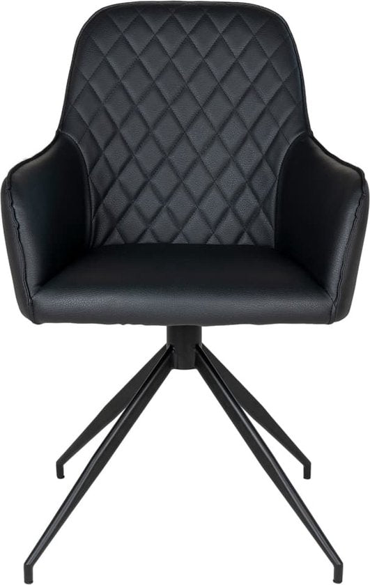 House Nordic Harbo Esszimmerstuhl Vegan Leder Schwarz - Set von 2