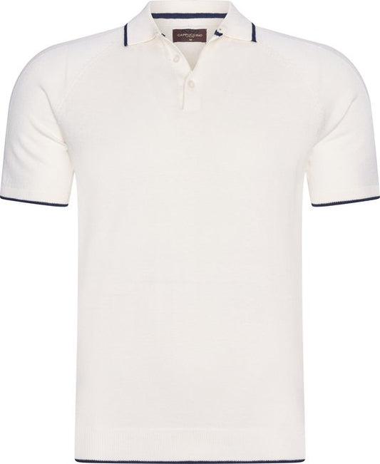 Cappuccino Italia - Herren SS Tipped Tricot Polo - Weiß - Größe M