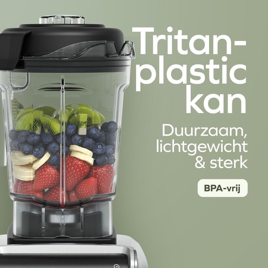 KitchenBrothers Power Blender - 1600W - 2L - Smoothie Maker - Eiszerkleinerer - Metallic Grau