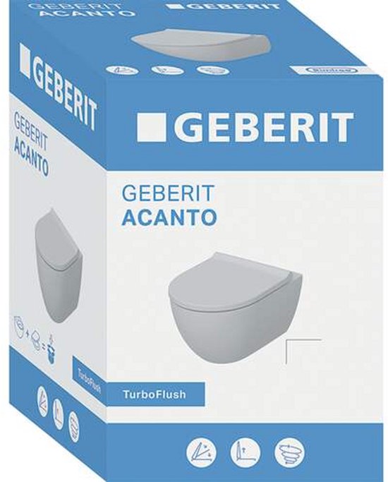 Geberit Acanto Wand-WC-Set – Tiefspülung – Turboflush 36 x 53 cm – WC-Sitz – Softclose – Schnellverschluss – weiß