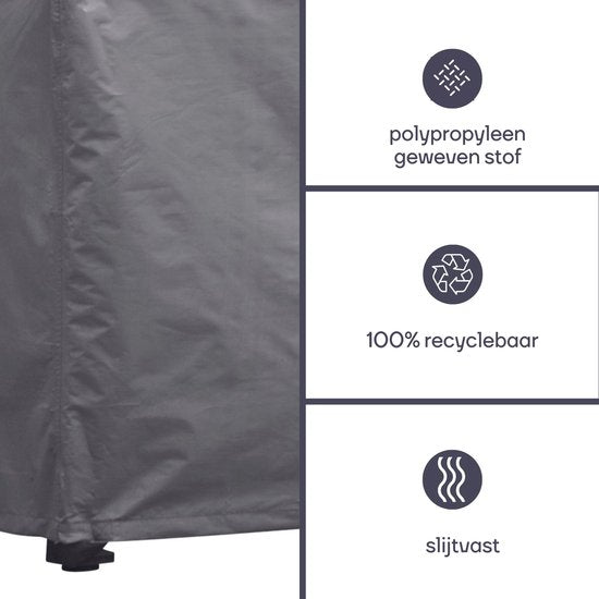Perel Outdoor-Abdeckung für Tische bis 220 cm, grau, rechteckig, 225 cm x 105 cm x 75 cm