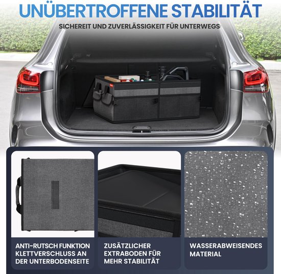 HELDENWERK Premium-Kofferraum-Organizer mit Deckel, stabil & rutschfest - Faltbare Kofferraumtasche, groß mit doppeltem Boden - Kofferraumbox, Kofferraum-Organizer-Box