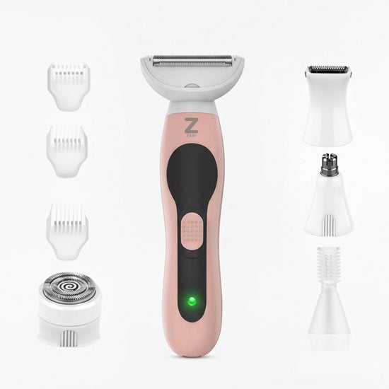 Ladyshave für Frauen - 5 in 1 Rasierer - Bikinizone - Achseln - Beine - Gesichtshaar - Nasentrimmer - Zeri