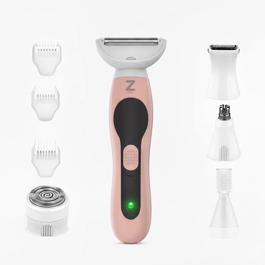 Ladyshave für Frauen - 5 in 1 Rasierer - Bikinizone - Achseln - Beine - Gesichtshaar - Nasentrimmer - Zeri