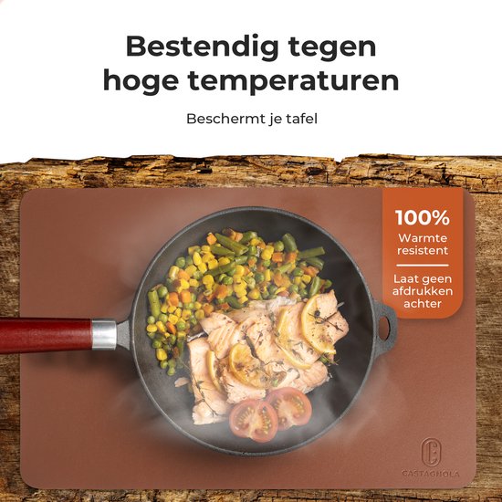Castagnola Tischsets in Lederoptik - Rutschfeste Tischsets aus Kunstleder - Wasserabweisende Untersetzer - Untersetzer - 6 Stück - 45 x 30 cm - Braun