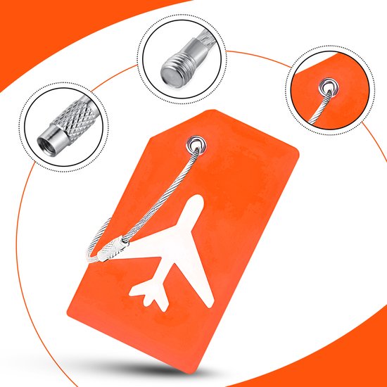 EverNeeds Gepäckanhänger - Silikon - Gepäckanhänger für Koffer - Gepäckanhänger - Orange - 5 Stück