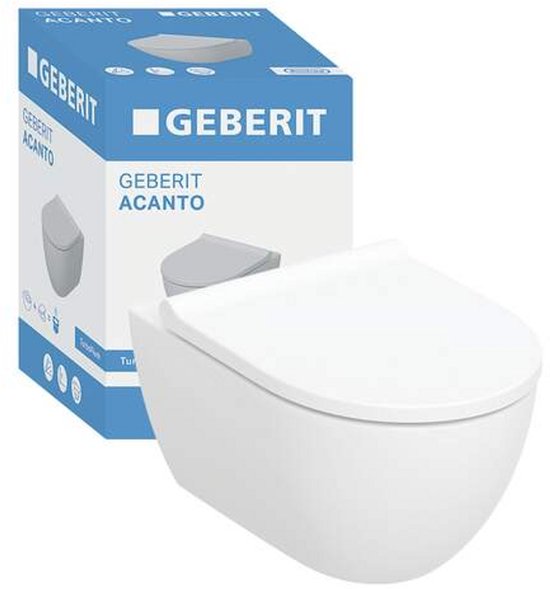 Geberit Acanto Wand-WC-Set – Tiefspülung – Turboflush 36 x 53 cm – WC-Sitz – Softclose – Schnellverschluss – weiß