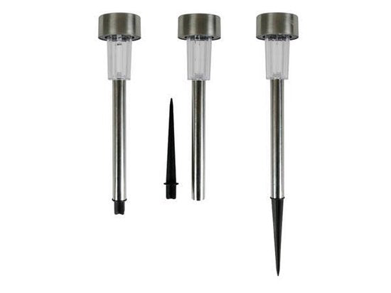 Perel Gartenlampe Solar 37 X 5.5 Cm Edelstahl Silber/Weiß
