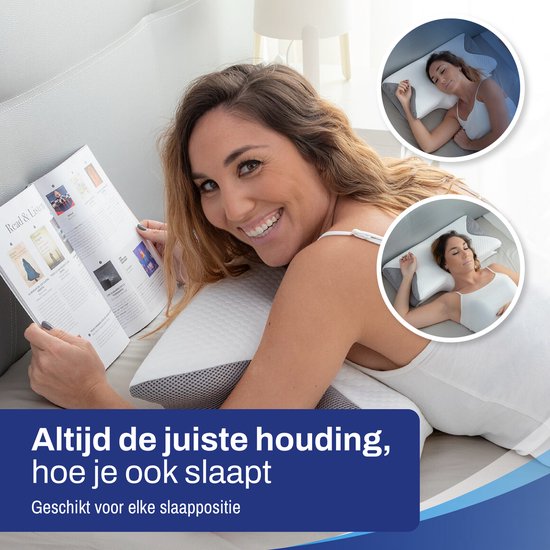 Sleeptight Schmetterlingskissen - Orthopädisches Kissen gegen Nackenschmerzen - Ergonomisches Anti-Schnarch-Kissen - Gedächtnisschaum Apnoe-Kissen - 65x35x13cm
