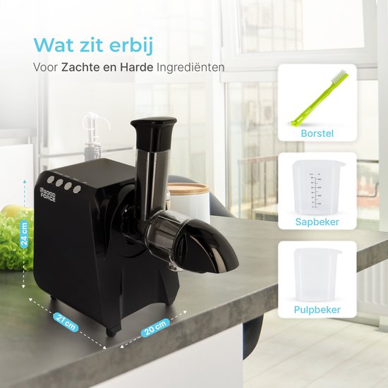 Goodforce Powerful Slowjuicer - Entsafter - Gemüse- und Obstpresse - Mit Fruchtfleisch und Saftbehälter - Saftpresse - Maximaler Nährwert