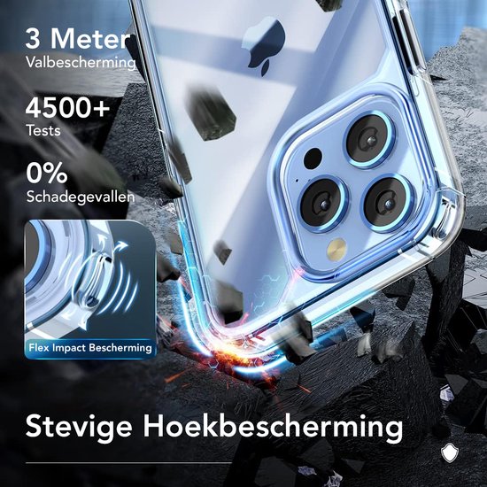 Podec iPhone 13 Pro Hülle, transparent – Set mit 2x Displayschutzfolie + 2x Kameraschutzfolie – Handyhülle mit Schutzglas – Transparente Hülle