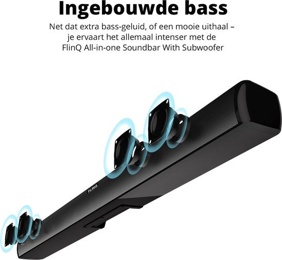 FlinQ - Soundbar - mit Subwoofer - Bluetooth - 3D-Surround-Sound - Fernbedienung - Film/Musik/Nachrichten-Modus - Schwarz