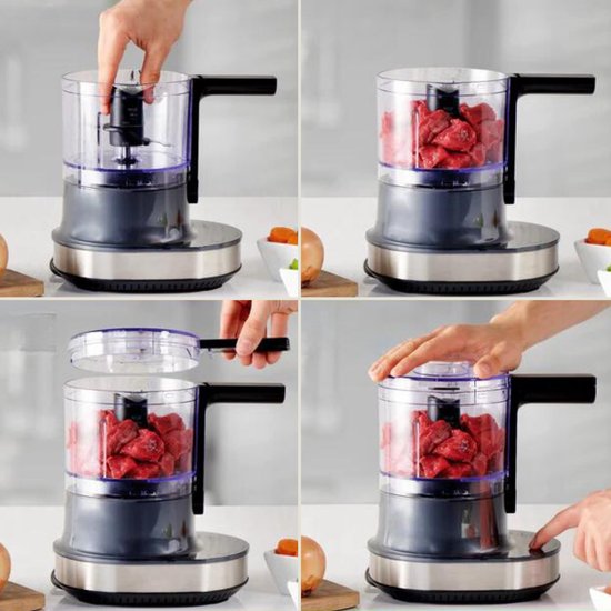 Safecourt Kitchen Chopper - Lebensmittelzerkleinerer - Schwimmende Klingen - Eiscremezerkleinerer - 700ml - Schwarz/RSF