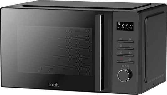 Kombi-Mikrowelle - 25L - Freistehende Kombi-Mikrowelle - Grill- und Heißluftfunktion - 10 Kochprogramme - Digitaler Timer und Kindersicherung - 900W - Schwarz - Saaf