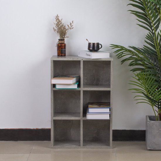 VDD-Fächerschrank - Aufbewahrungsschrank - Bücherregal - Wandschrank - 6 offene Fächer - Grau - 97,5x 97,5x33 cm