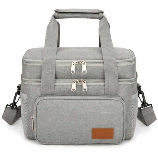 Ceruzo Kühltasche 14L - Isolierte Lunch-Tasche - Doppelfach - Grau-23 x 20 x 30 cm