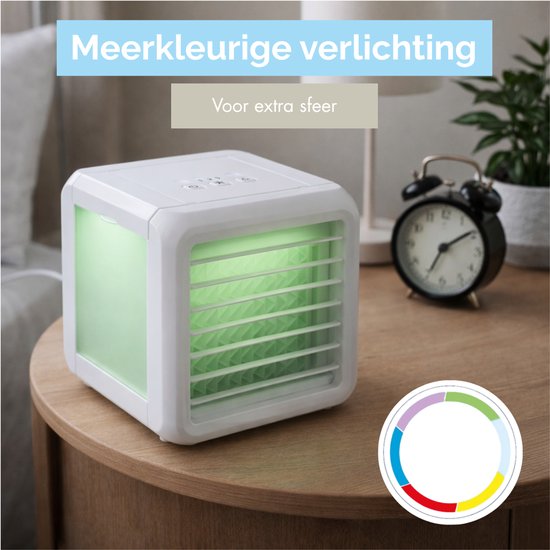 Lifetime Air Mini-Luftkühler - Luftbefeuchter Luftkühler mit 2 Kühlelementen - Luftkühler mit Wasser und 3 Stufen - Mobiles Klimagerät ohne Schlauch für das Schlafzimmer - 16 x 16 x 16,5 cm
