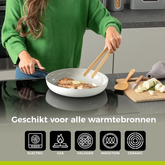 BE Living Essential Bratpfanne - Ø 28 cm - Keramik - PFAS-frei - Induktion - Weiß