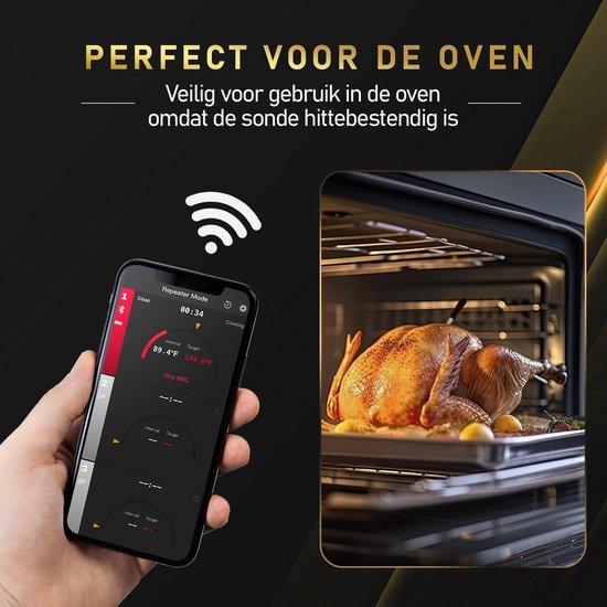 MostEssential Smart Meat Thermometer - Drahtlos - 80M Reichweite - 36 Stunden Betriebszeit - Bluetooth 5.2 - 2000mAh Batterie - Doppelsonde Edition