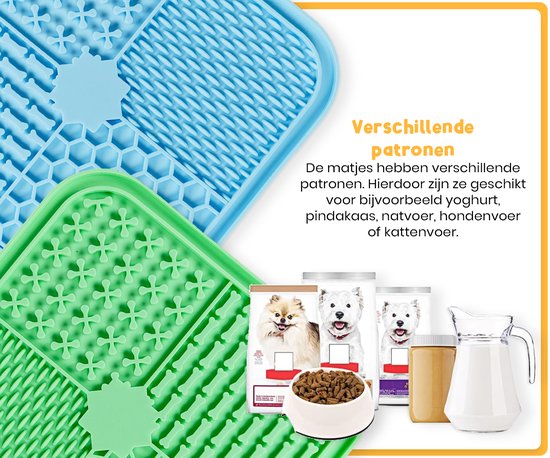Frummel Leckmatte Hund - Hundeleckmatte - Hundespielzeug Slow Feeder Futtermatte Hund - Blau und Grün mit Spateln - Zwei Stück - 2x