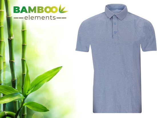 Bamboo Elements - Polo Shirt Herren - Hellblau Größe L - Polo Herren Kurzarm - Pique Stoff - T Shirt Herren - Bamboo