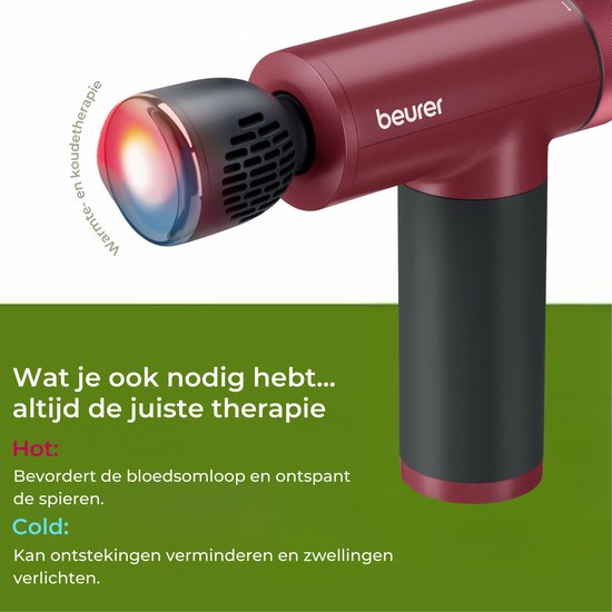 Beurer MG 195 HOT & COLD Limited Edition 25 Massagepistole - Wärmt & kühlt Muskeln - Inkl. 7 Aufsätze - 9 Intensitätsstufen - Leistungsstarker Akku - Kabelloser Betrieb - 3 Jahre Garantie - Bordeaux/schwarz