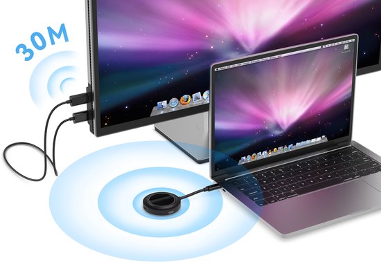 Conceptronic ATHERIC01B – Drahtloser Bildschirmadapter – Drahtloses USB-C-zu-HDMI-Bildschirm-Set 1080p – HDMI/USB – Full-HD-Dongle