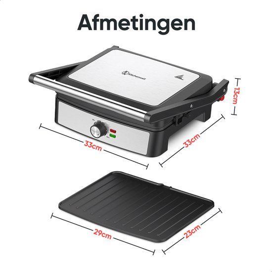 Kitchenwell Kontaktgrill - Grillgerät - Toastgerät - Antihaft - 3-in-1 -180 °C Grill