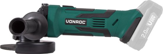 VONROC Accu-Winkelschleifer - VPower 20V - Ø115MM - Inkl. Seitengriff & Tasche - Ohne Akku & Ladegerät