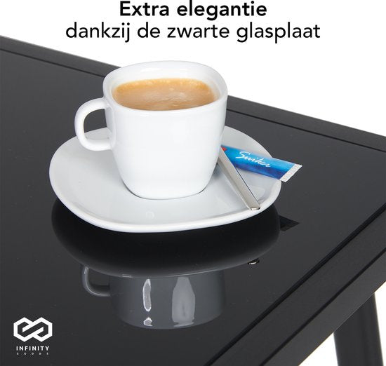 Infinity Goods Tuinset - Loungeset - Tuinmeubelen - Tuinbank - Tuinstoelen - Tuintafel - Glazen blad - 4 Persoons - Zwart/Antraciet