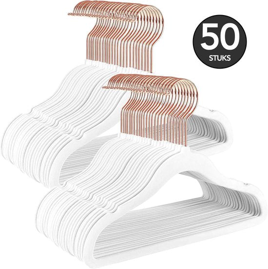 Brixy 50 Baby Kleiderbügel - Weiß - Kinderkleiderbügel - Kleiderbügel aus Samt - Hosenbügel